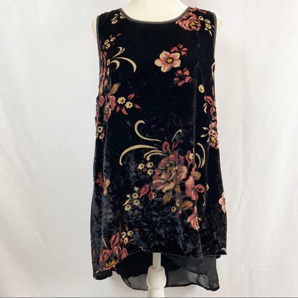 Daniel Rain Top Sleeveless Velvet Semi Sheer - Picture 1 of 7